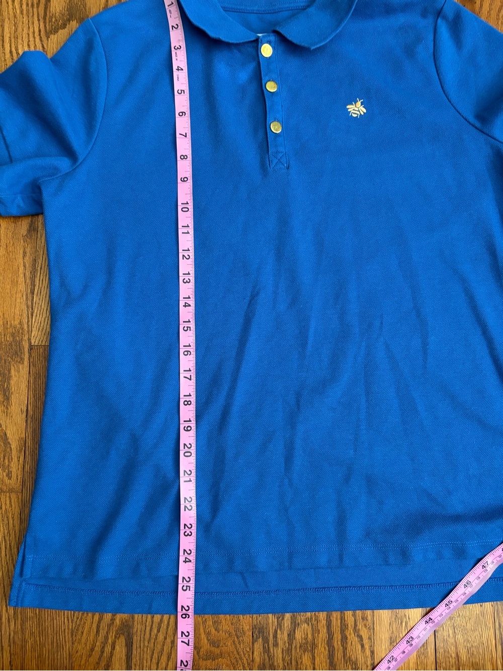 Joan Rivers Cotton Pique Polo Shirt Navy Bumblebee Collared Women's Size Medium - Picture 6 of 7